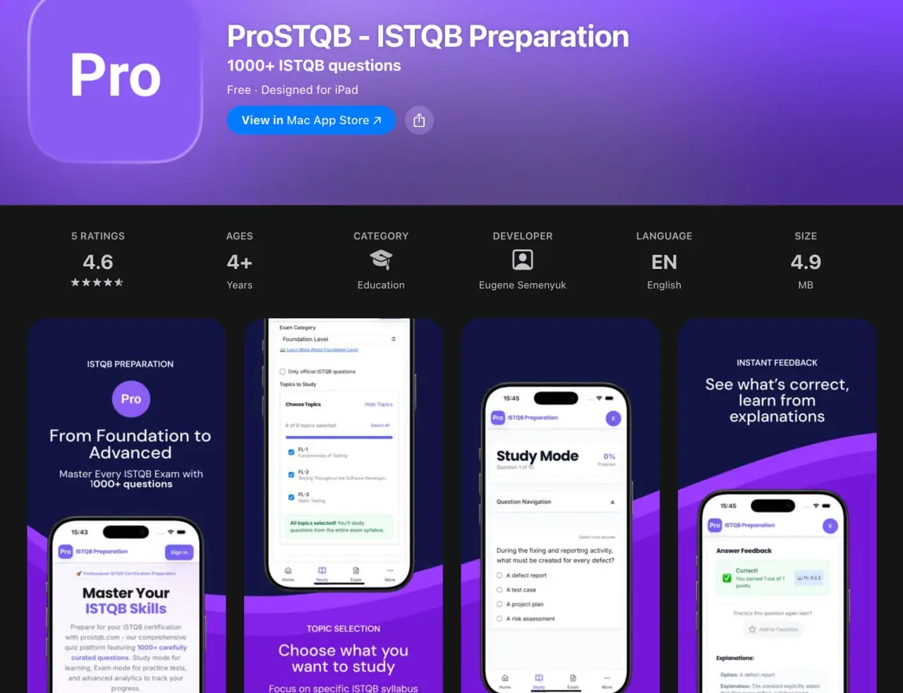 Как-то рассказывал при бесплатное веб-приложение для подготовки к ISTQB https://prostqb.com
Теперь оно доступно и как мобильное приложение | Сетка — социальная сеть от hh.ru