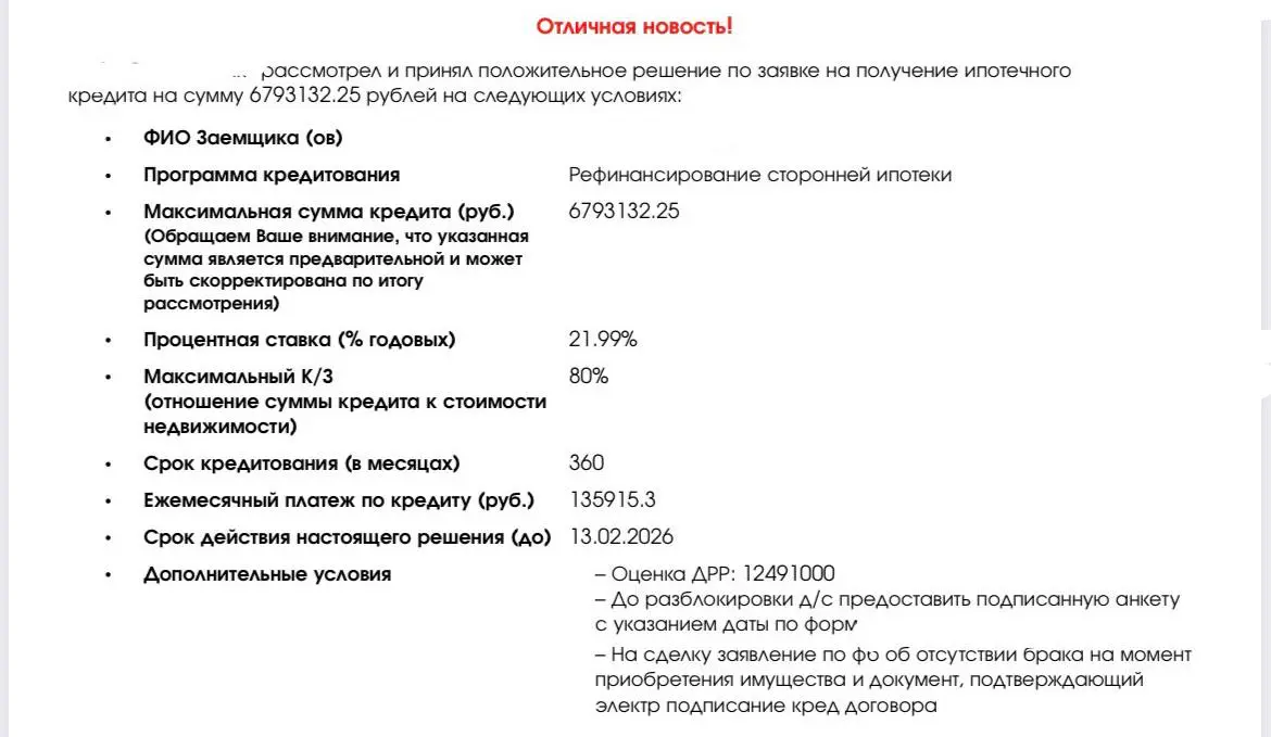Получили решение по рефинансированию по клиентам | Сетка — социальная сеть от hh.ru