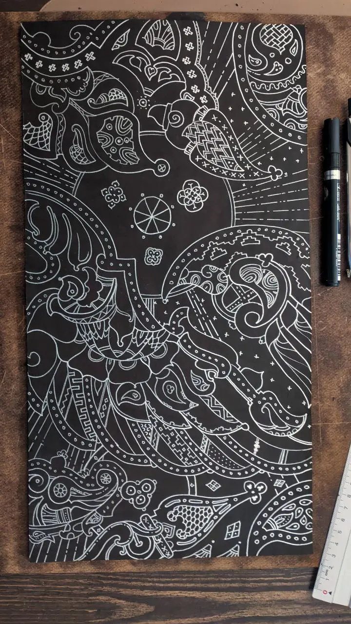 #Процесс #Роспись кожаной обложки для ежедневника на кольцах формата А5 | Сетка — социальная сеть от hh.ru