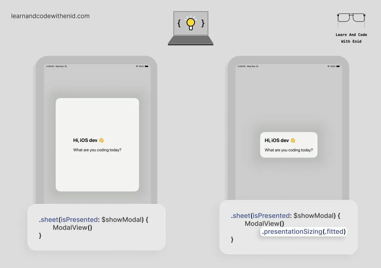 SwiftUI совет
В iOS 18.0+ можно использовать .presentationSizing( | Сетка — социальная сеть от hh.ru