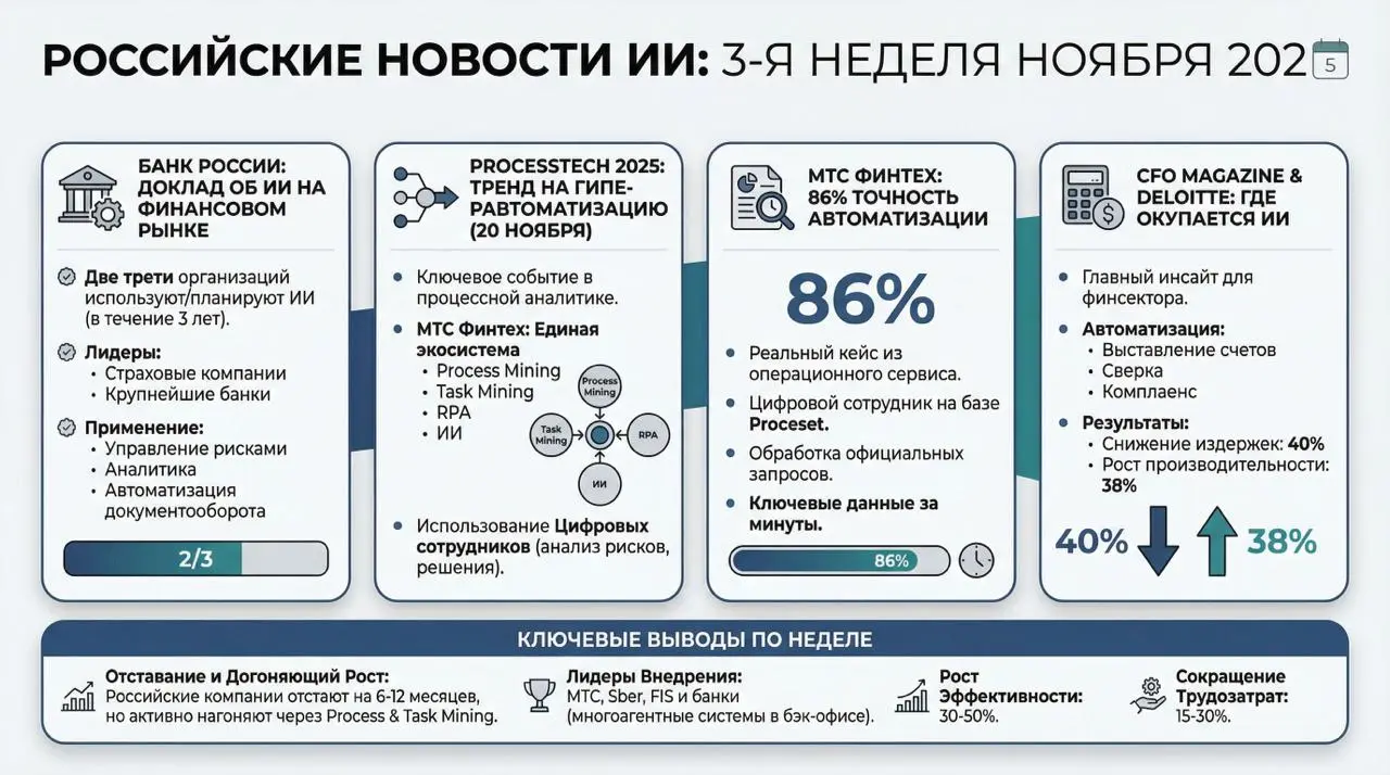 Российские новости ИИ за 3-ю неделю ноября 2025 года
Банк России опубликовал новый консультативный доклад об ИИ на финансовом рынке
Регулятор выпустил доклад | Сетка — социальная сеть от hh.ru