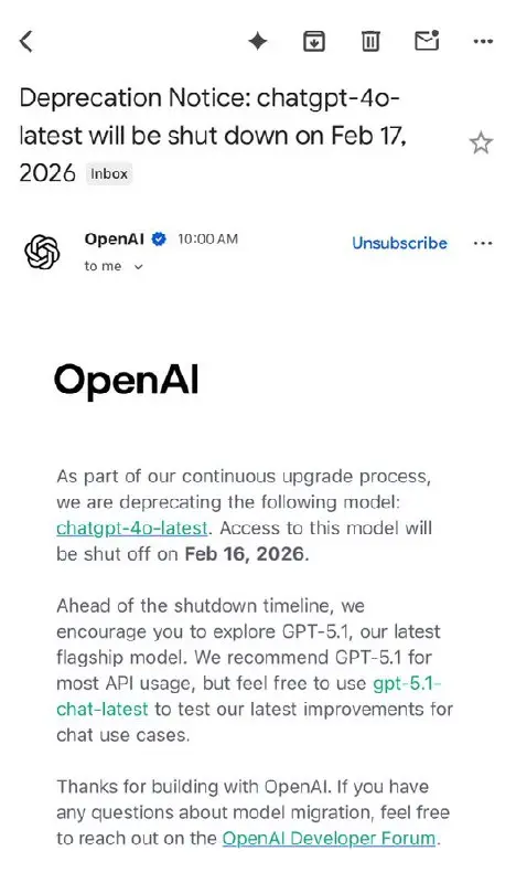OpenAI уберет GPT-4o из API в феврале
Скорее всего тогда же GPT-4o окончательно пропадёт и из ChatGPT. | Сетка — социальная сеть от hh.ru