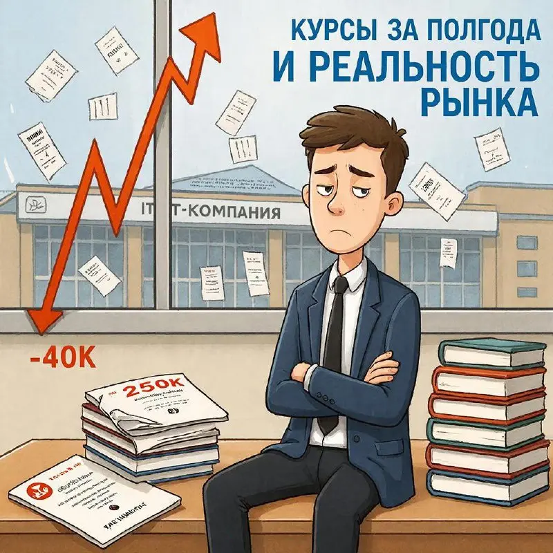 🚀 Вход в IT за полгода по курсам
Звучит заманчиво, но реальность жестче: многие, кто поверил в эти обещания, столкнулись с сокращениями и “тихими” увольнениями | Сетка — социальная сеть от hh.ru
