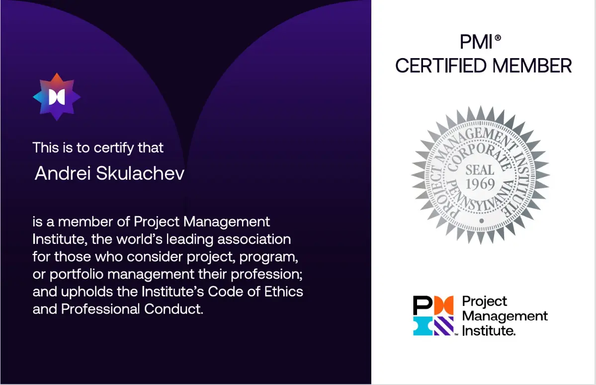 PMI Member Certificate | Сетка — социальная сеть от hh.ru