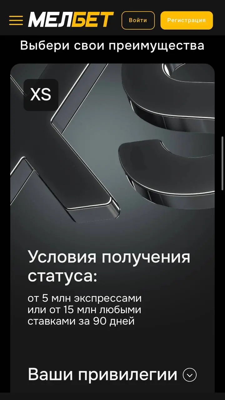 ⚡️МЕЛБЕТ обновил VIP-клуб!
Нейминг прежний — Premium Size. Но опции другие.
Всего 5 уровней от XS до XL, оборот учитывается за квартал | Сетка — социальная сеть от hh.ru