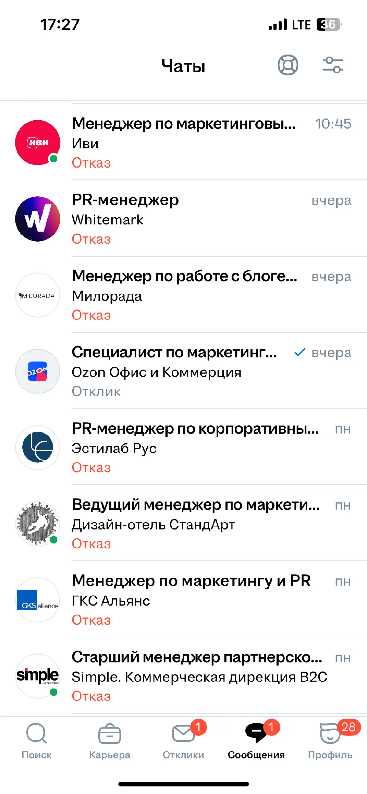 Крик души, запрос от hr- писать сопроводительное письмо , но боль в том, что hr их не читает ! И мне кажется просто нажимают на кнопки , отказ, отказ , отказ
С типовыми ответами, извините мы готовы пр... | Сетка — социальная сеть от hh.ru