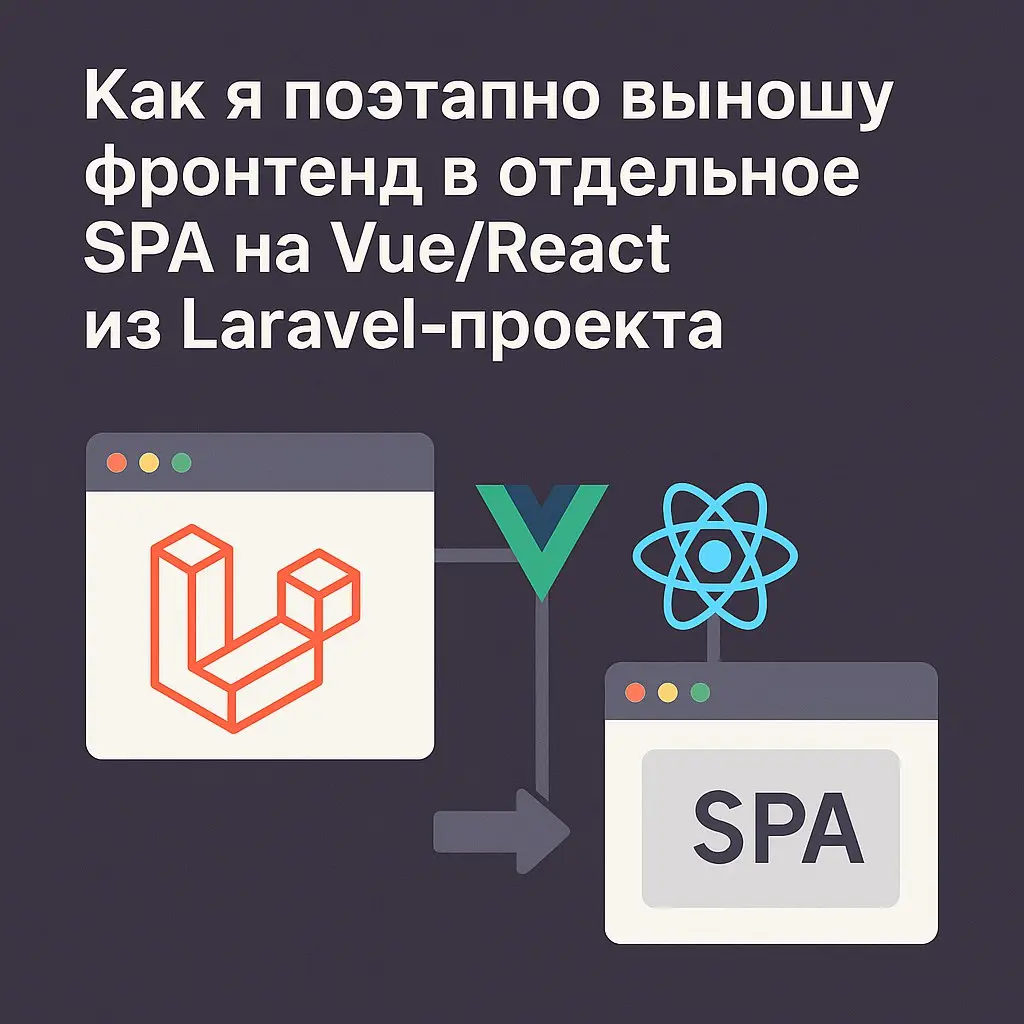 Как я поэтапно выношу фронтенд в отдельное SPA на Vue/React из Laravel-проекта
Иногда Laravel-проект начинает задыхаться от Blade-шаблонов и jQuery | Сетка — социальная сеть от hh.ru