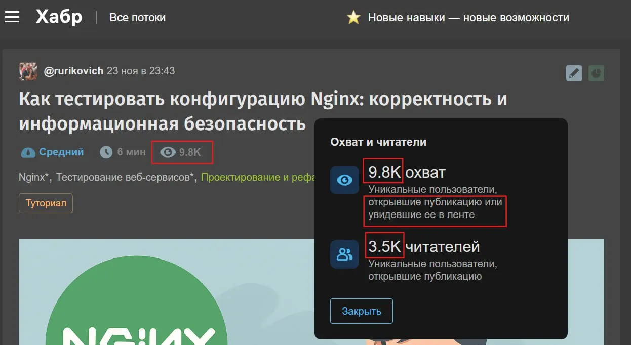 Habr изменил систему подсчета "охвата" и 4.8к превратились в 9.8к XD
С утра думал, что бага, но видимо нет :) | Сетка — социальная сеть от hh.ru