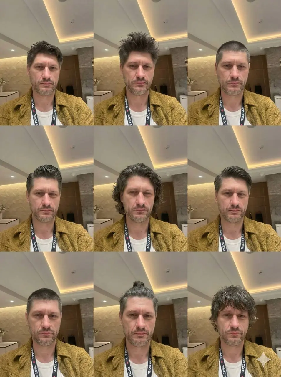 Немного бесполезной пользы 😅
Если хочется посмотреть «А что если … ?»

Заходим в Nano Banana (Gemini)
Подгружает свое фото
Пишем:
Make a 3x3 grid with different hairstyles

Любуемся 😍 или ужасаемся 😱
... | Сетка — социальная сеть от hh.ru