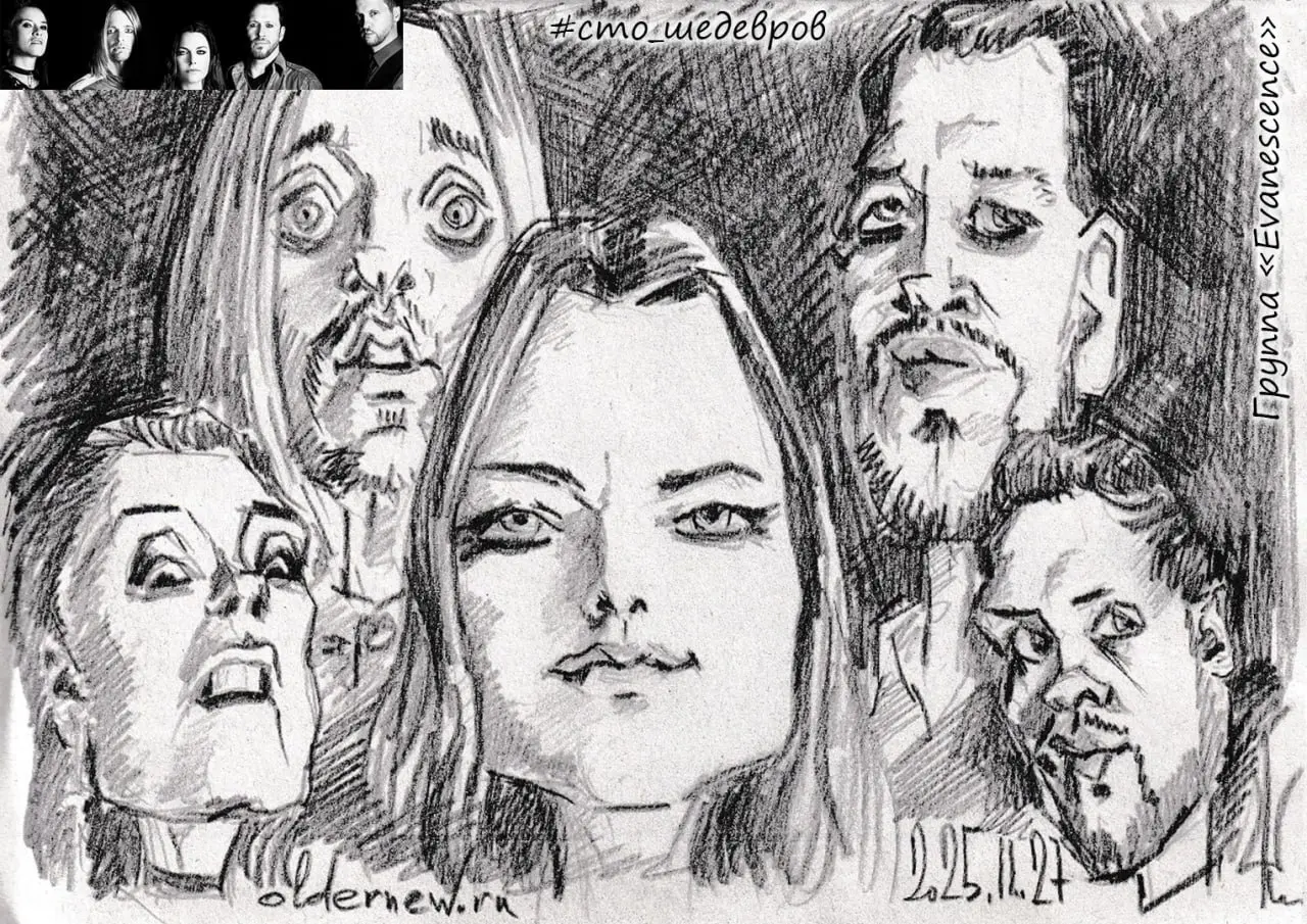 Для марафона "100 шедевров музыка" — «evanescence»
Карандашная разминка.
.
#шаржназаказ #карандаш #быстроминискетч
#oldernewpencil
#ondailyart
#стошедевров #стошедевровмузыканоябрь | Сетка — социальная сеть от hh.ru