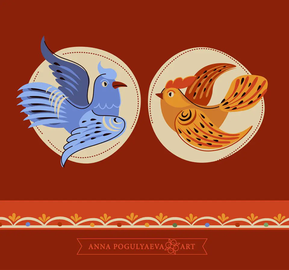 Птицы - характерный элемент в городецкой народной росписи | Сетка — социальная сеть от hh.ru