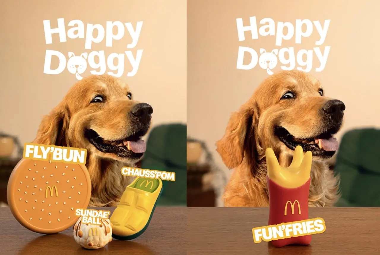 Французский McDonald's запустил игрушки для собак. Кампания называется Happy Doggy и это первая собачья акция в истории McDonald's | Сетка — социальная сеть от hh.ru