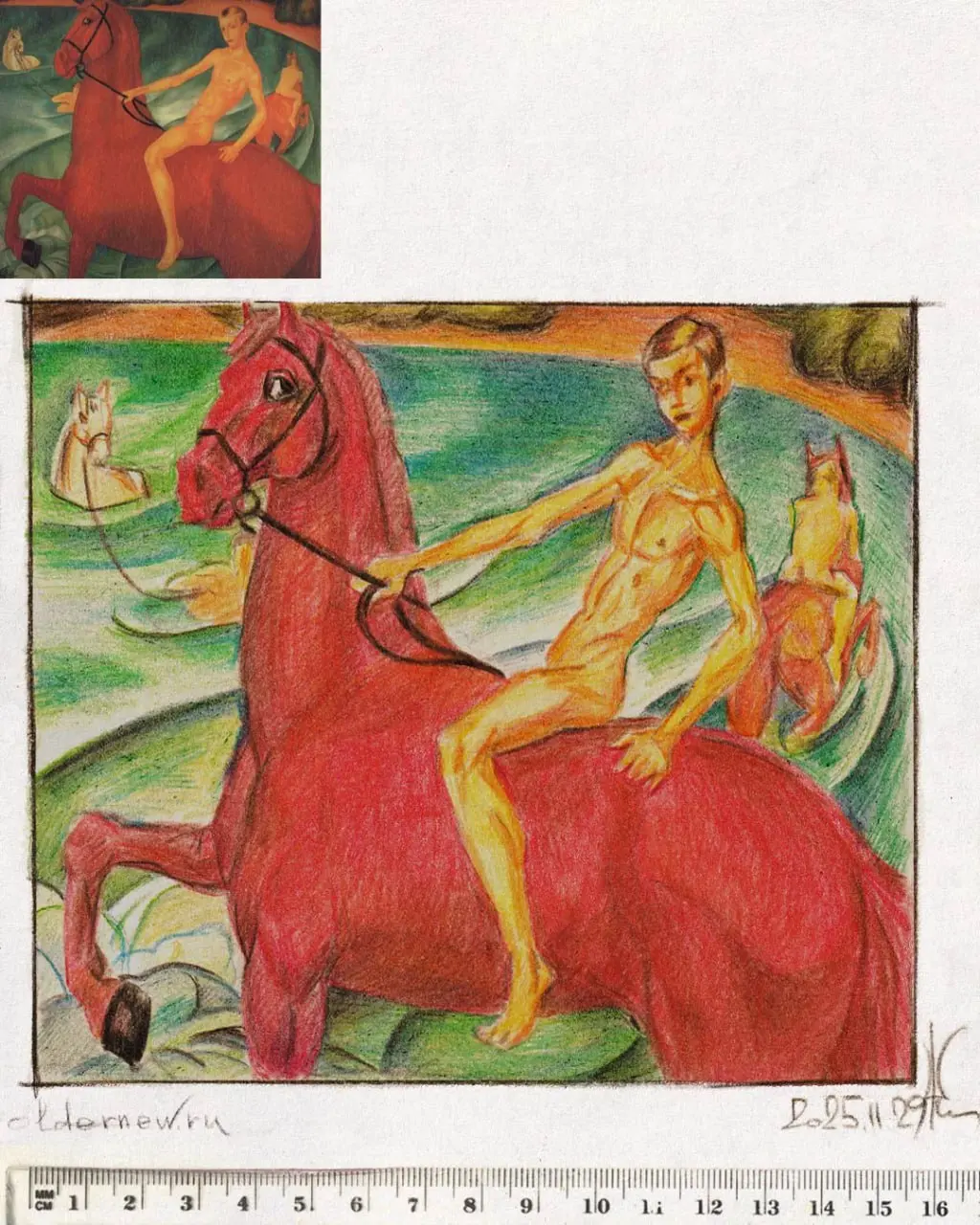 марафон «Рисуем каждый день» 7.0: Копии мастеров
Кузьма Петров-Водкин. «Купание красного коня» 1912 г.
Копия — цветные карандаши, бумага, А5.
.
#oldernewpencil
#ondailyart
#рисуйкаждыйденьasvl | Сетка — социальная сеть от hh.ru