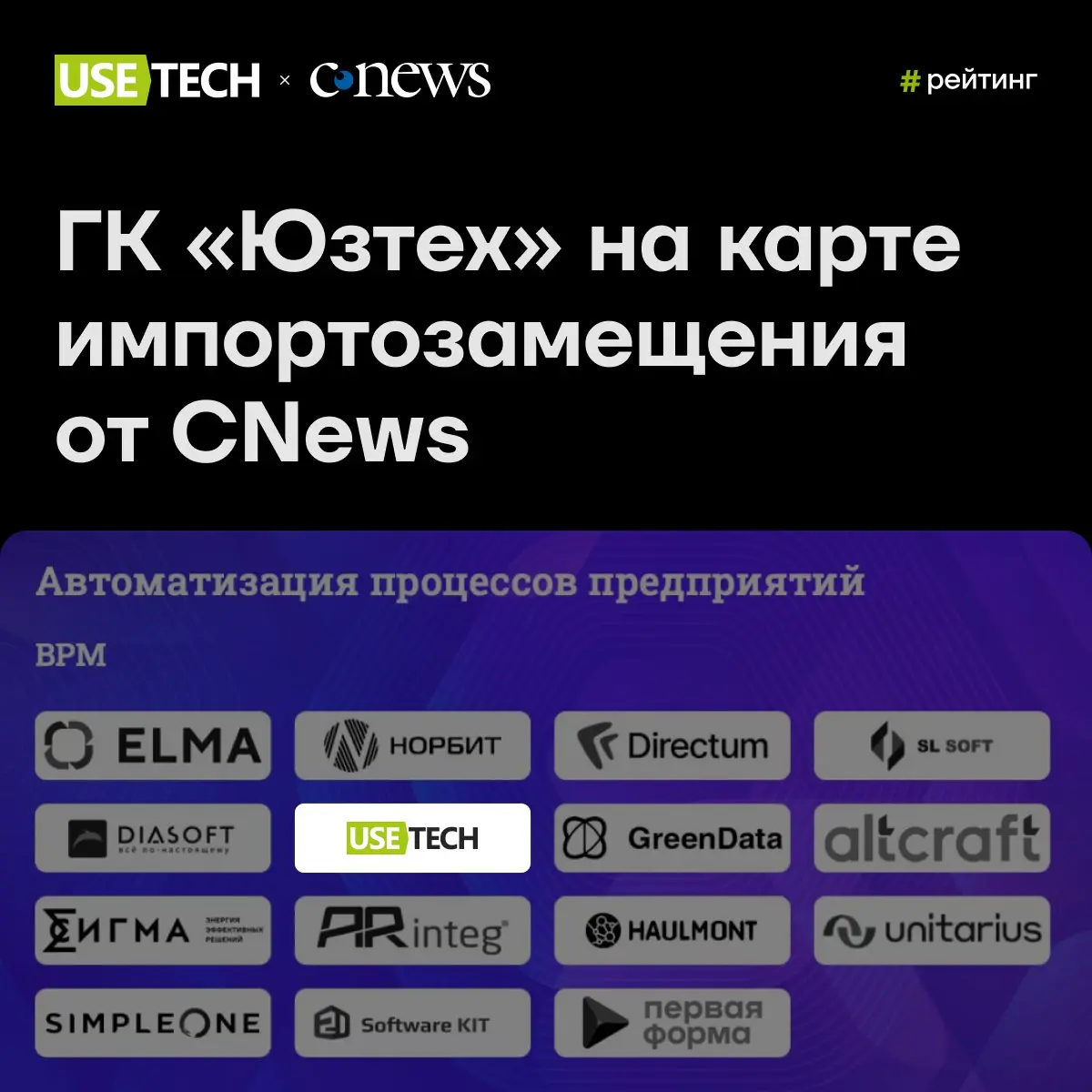 ГК «Юзтех» на картe импортозамещения от CNews 🔥
Не одна карта, а сразу четыре! Независимая аналитическая платформа CNews Analytics представила атлас «Импортозамещение», включающий 4 карты ключевых сег... | Сетка — социальная сеть от hh.ru