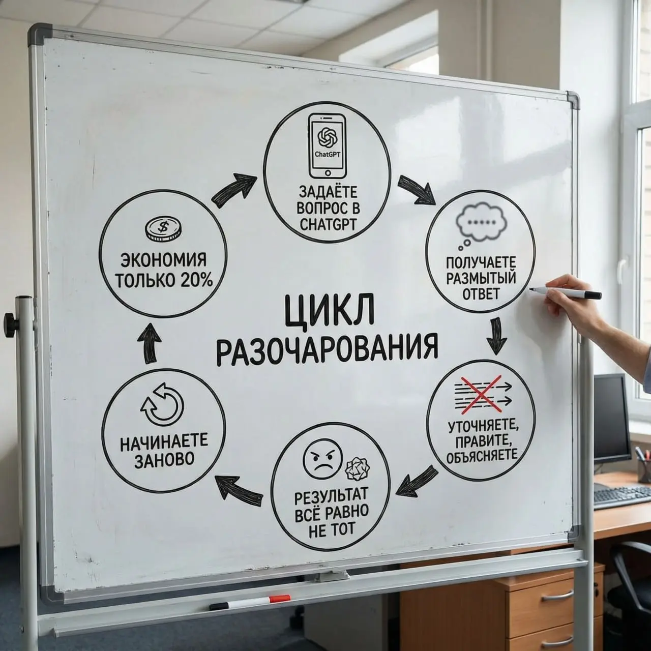 Сколько раз вы за сегодня переписывали промпт в ChatGPT?
3? 5? 10?
А результат всё равно не тот. Приходится править, уточнять, объяснять контекст по новой.
Проблема не в ИИ. Проблема в подходе | Сетка — социальная сеть от hh.ru