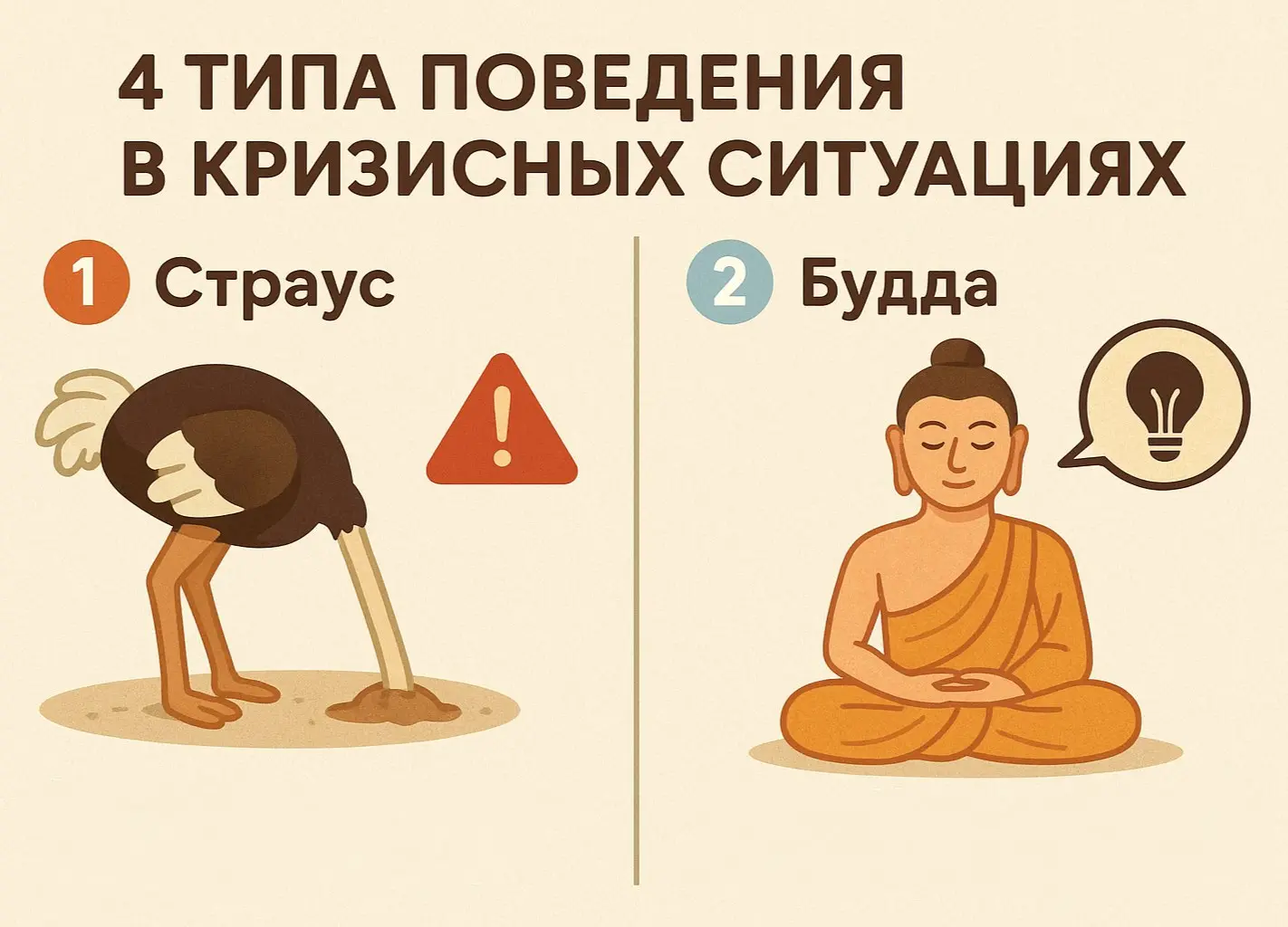 4 типа поведения в кризисных ситуациях
Я обещал делиться находками из бизнес-лагеря
Сегодня — про то, как люди ведут себя в кризисных ситуациях, от Константина Смирнова
И начнём с тех, кто делает вид,... | Сетка — социальная сеть от hh.ru