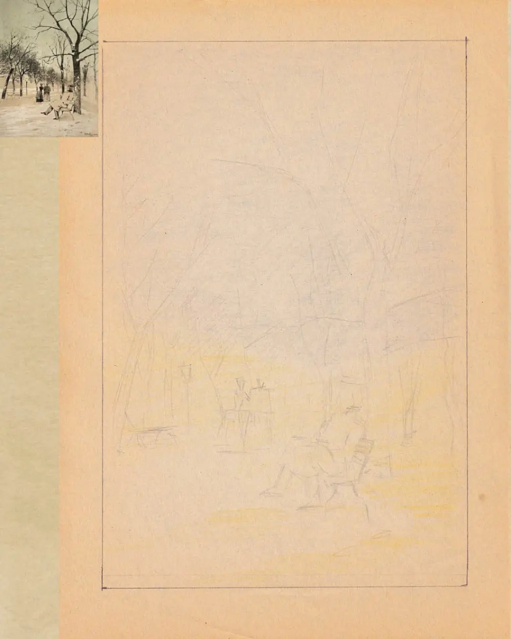 марафон «Рисуем каждый день» 7.0: Копии мастеров
Исаак Левитан. «На бульваре» (Литография с тоном. 18×14 см) 1884 г.
Копия — графит, цветные карандаши, бумага, А4 | Сетка — социальная сеть от hh.ru