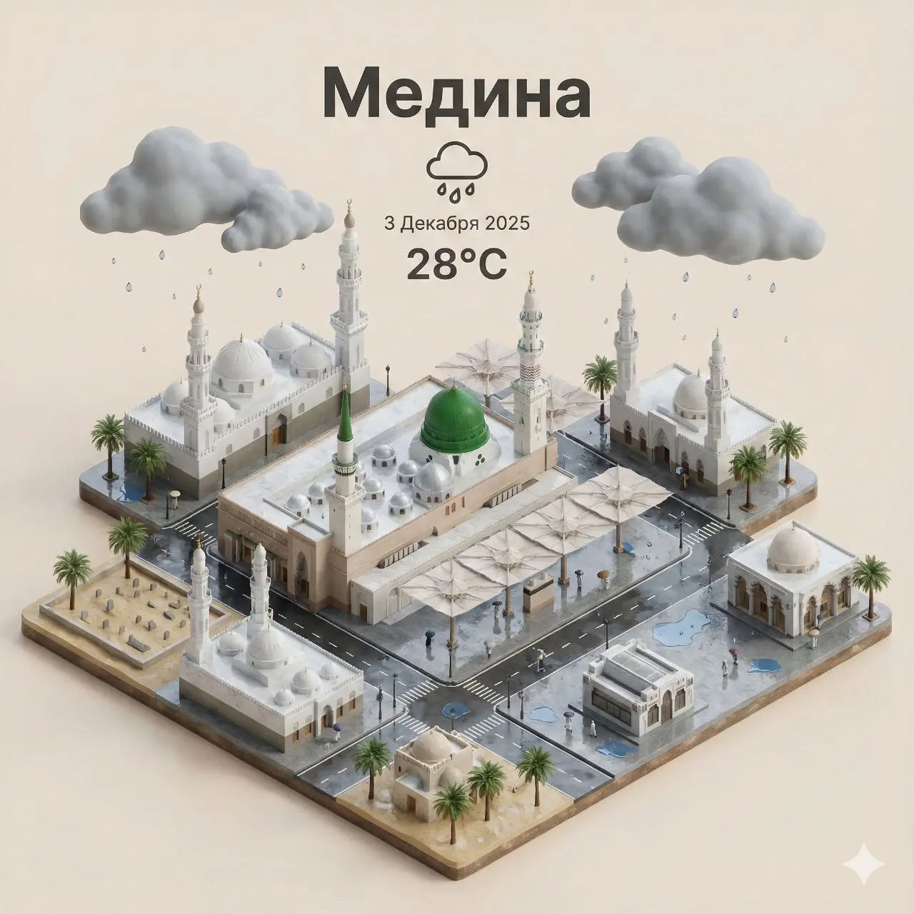 Создал трендовые изображения городов с сегодняшней погодой в Nano Banana. | Сетка — социальная сеть от hh.ru