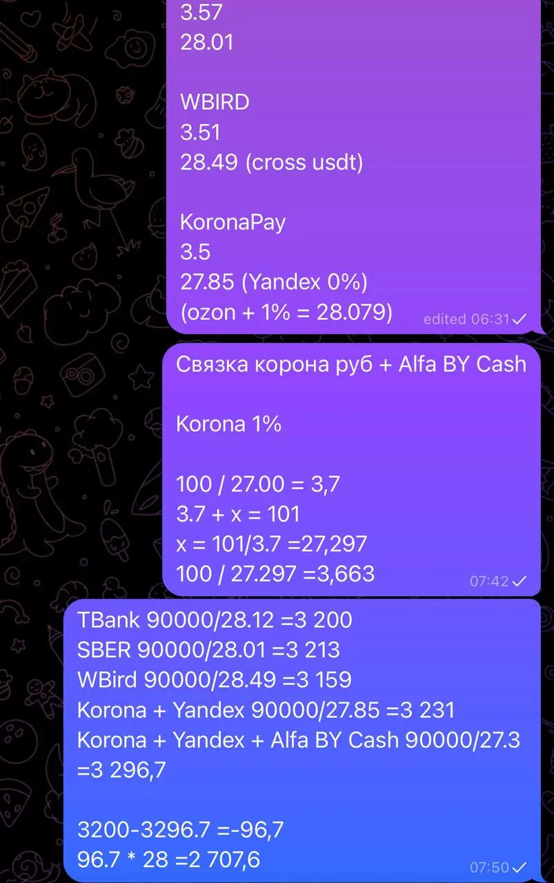 К слову о любви к не сложной прикладной математике
Тк я сейчас в Беларуси - иногда возникает нужда перегнать деньги сюда с российского банка.
А я люблю любые микрооптимизации | Сетка — социальная сеть от hh.ru