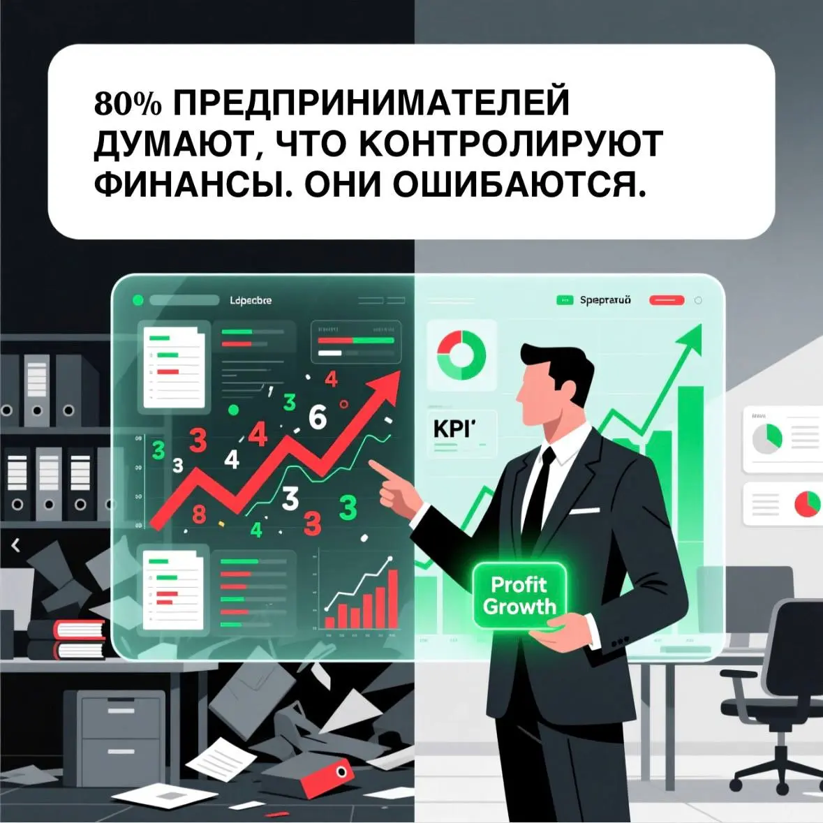 Большинство предпринимателей думают, что контролируют финансы. На самом деле — нет
20 лет в финансах научили меня одной жёсткой истине:
80% предпринимателей живут в иллюзии контроля | Сетка — социальная сеть от hh.ru