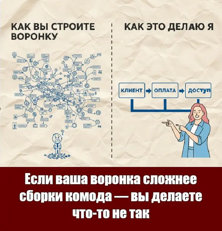 👁 Все говорят “построй путь клиента”. Я говорю иначе: перестаньте строить лабиринты
Путь клиента ≠ ребус.
Большинство воронок — как квест из начала 2000-х | Сетка — социальная сеть от hh.ru