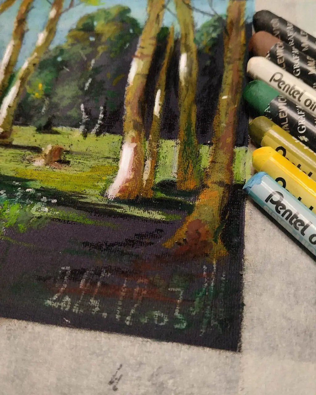 марафон «Рисуем каждый день» 7.0: Копии мастеров
Архип Куинджи. «Берёзовая роща». Холст, масло, 97×181 см. 1879 г.
Копия — масляная пастель, бумага для пастели тонированная, А4.
 | Сетка — социальная сеть от hh.ru