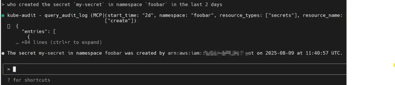 kube-audit-mcp is a Model Context Protocol (MCP) server that gives AI agents, assistants, and chatbots the ability to query Kubernetes Audit Logs.
https://github.com/mozillazg/kube-audit-mcp | Сетка — социальная сеть от hh.ru