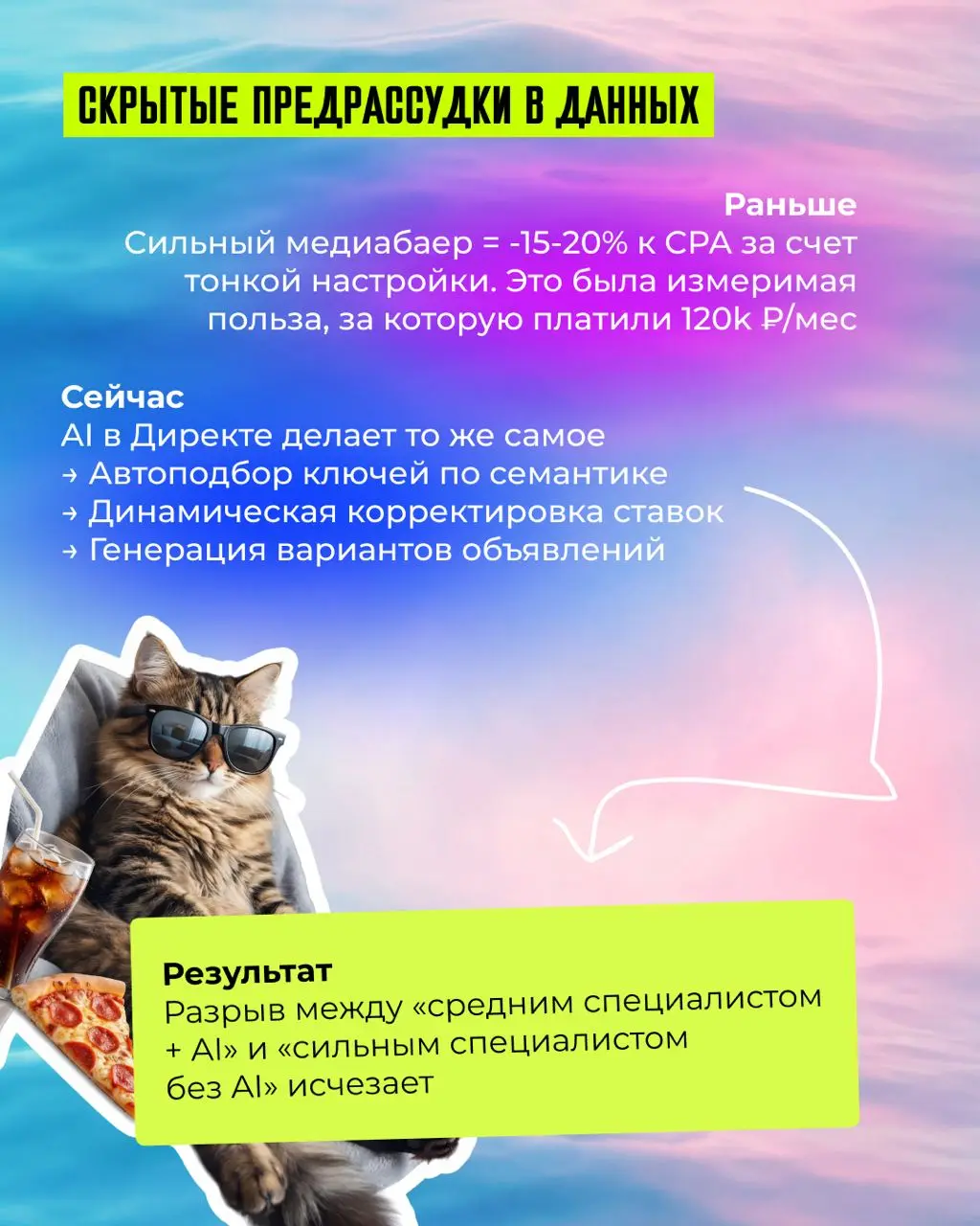 🎉 Ваш контекстолог теперь в отпуске. Яндекс встроил AI во все рекламные сервисы
6 ноября Яндекс запустил AI сразу в четырех продуктах: Директ, Метрика, AppMetrica и РСЯ | Сетка — социальная сеть от hh.ru