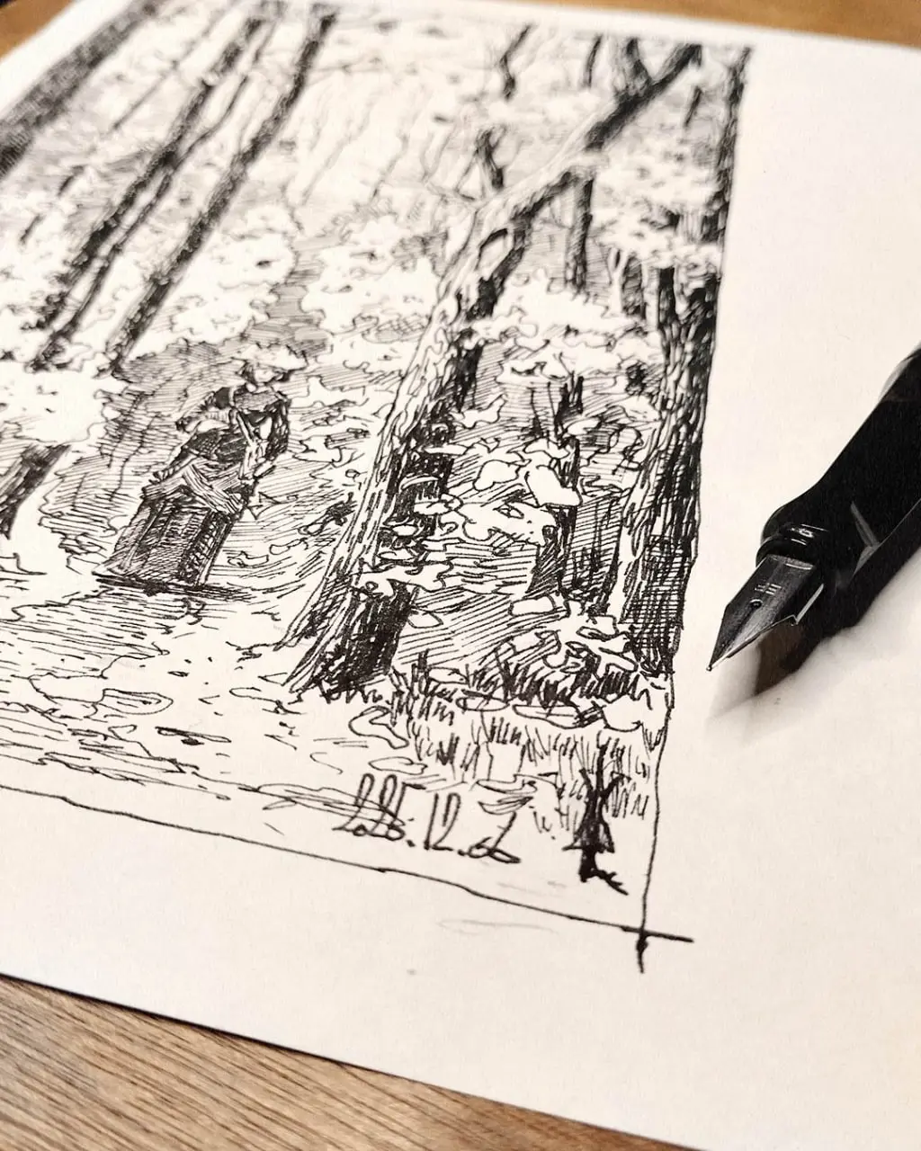 марафон «Рисуем каждый день» 7.0: Копии мастеров
Василий Поленов. «Женщина, идущая по лесной тропинке».
Холст, масло. 114,5x67,3 см. 1883 г.
Копия — ручка чернильная, бумага, А5.
 | Сетка — социальная сеть от hh.ru