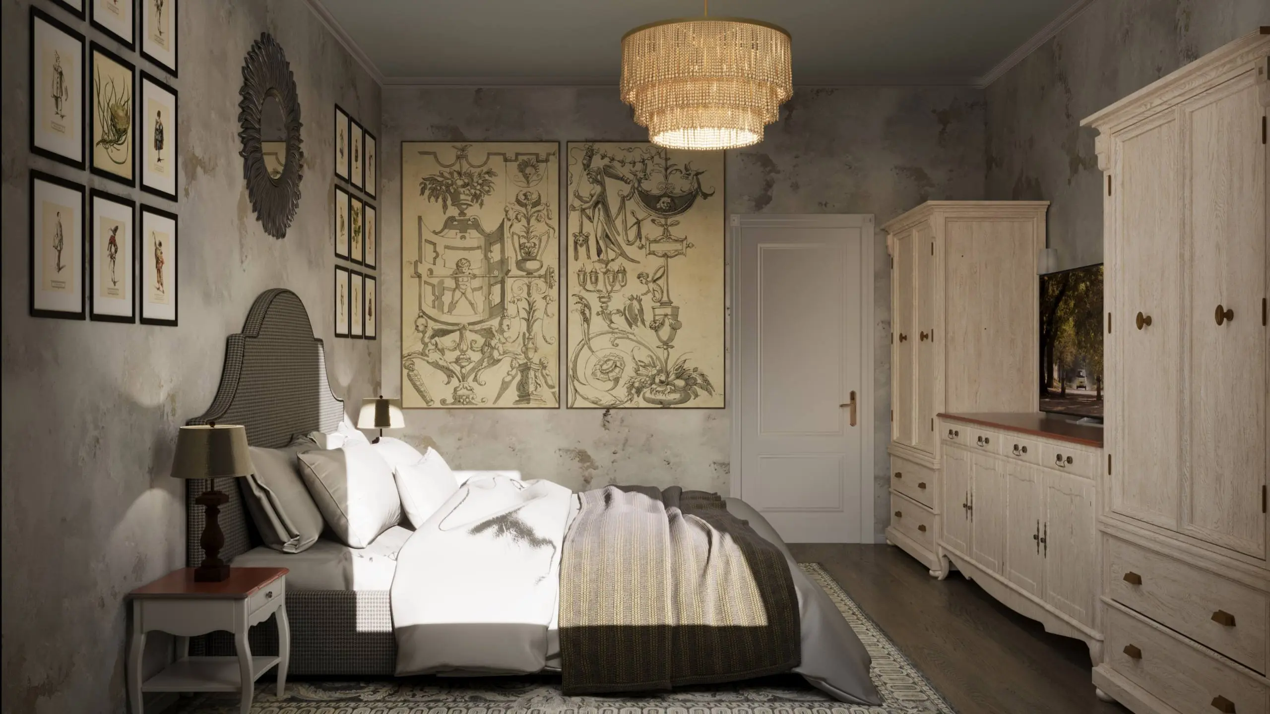 Продолжаем практику! 🔥
Сделал тестовое задание для крупной дизайн-студии ARCH BLACK. Нужно было визуализировать спальню в стиле старой Европы.
✅ Задачу выполнил за 2 дня, вместе с рендером | Сетка — социальная сеть от hh.ru