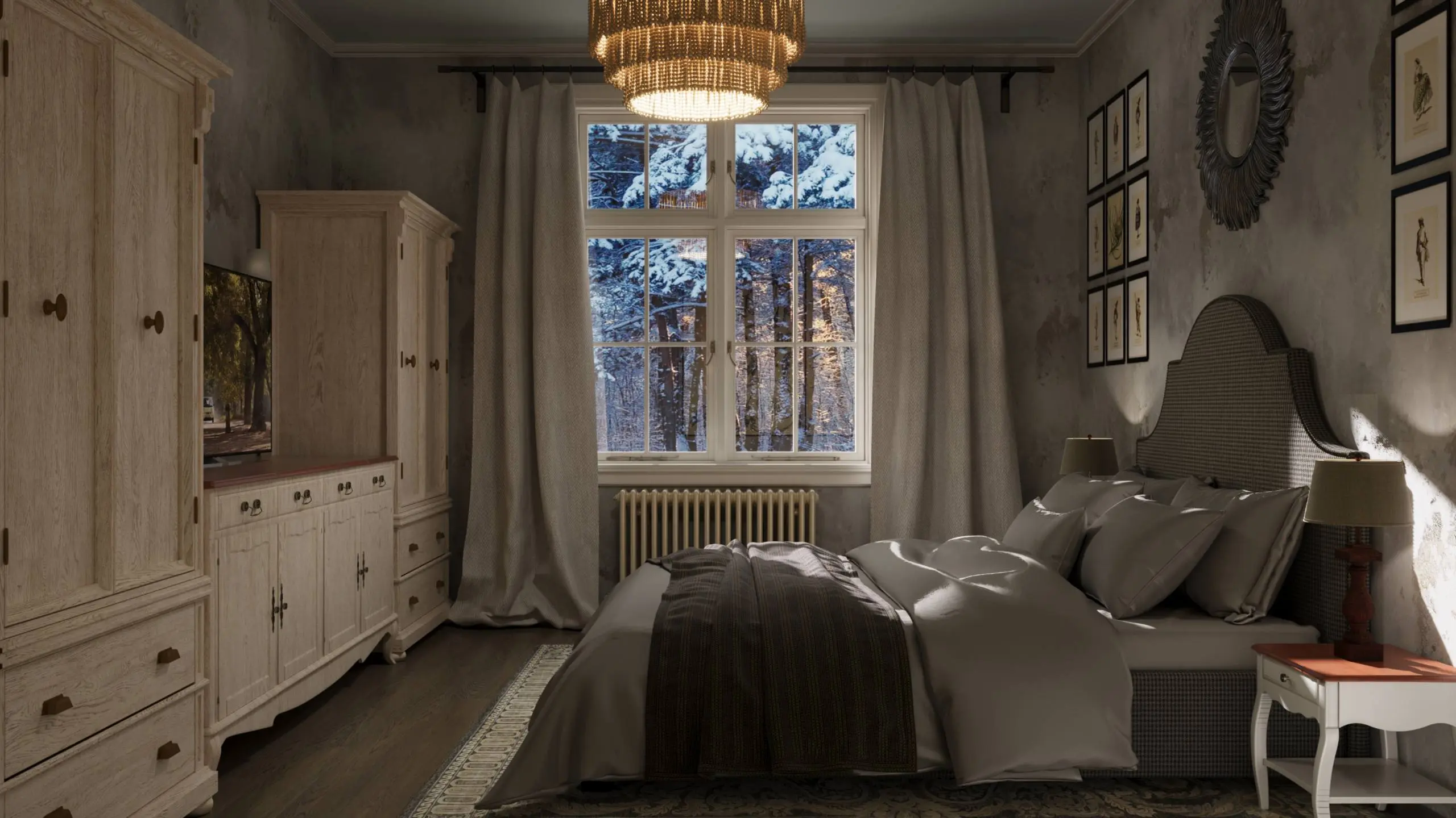 Продолжаем практику! 🔥
Сделал тестовое задание для крупной дизайн-студии ARCH BLACK. Нужно было визуализировать спальню в стиле старой Европы.
✅ Задачу выполнил за 2 дня, вместе с рендером | Сетка — социальная сеть от hh.ru