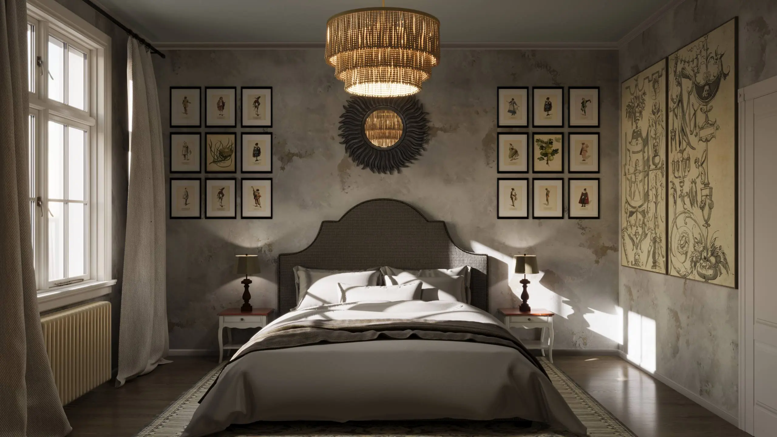 Продолжаем практику! 🔥
Сделал тестовое задание для крупной дизайн-студии ARCH BLACK. Нужно было визуализировать спальню в стиле старой Европы.
✅ Задачу выполнил за 2 дня, вместе с рендером | Сетка — социальная сеть от hh.ru