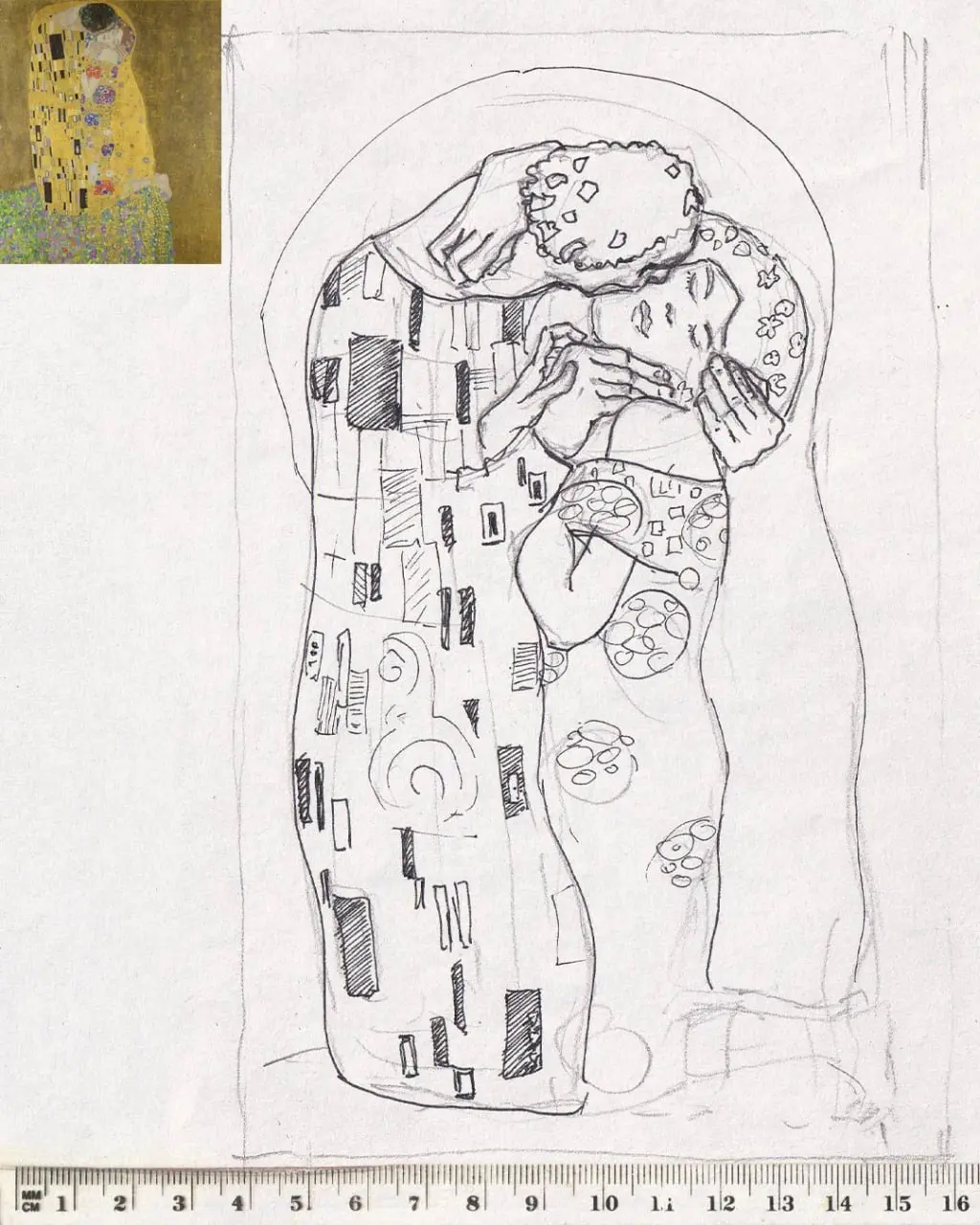 марафон «Рисуем каждый день» 7.0: Копии мастеров
Густав Климт. «Поцелуй». Холст, масло. 180x180 см. 1908-1909 г.
Копия — ручка чернильная, цветные карандаши, бумага, А5.
 | Сетка — социальная сеть от hh.ru