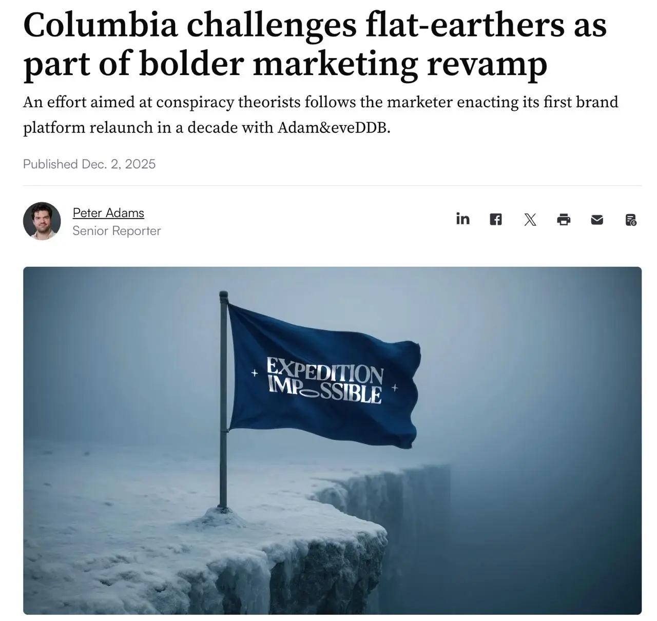 Кстати, мало кто говорит, но у Columbia очень смешной подход к пиару и маркетингу. Они постоянно что-то интересное придумывают | Сетка — социальная сеть от hh.ru
