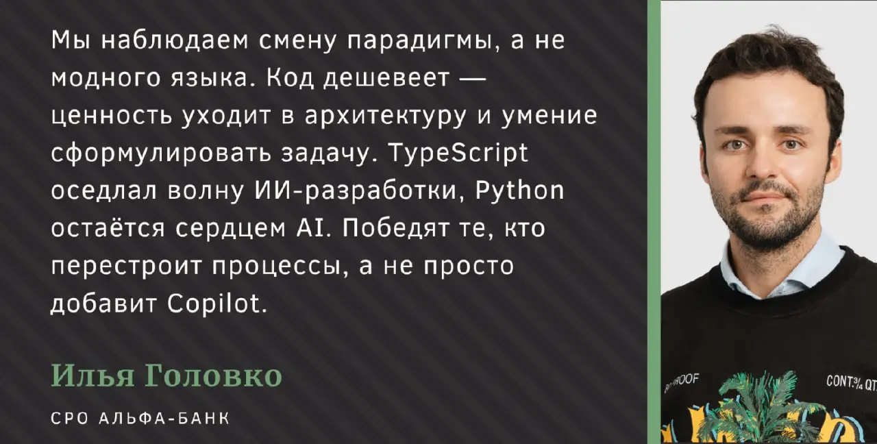 🔵 Octoverse 2025: ИИ меняет выбор языков и саму разработку
GitHub опубликовал отчёт Octoverse — и там случилось важное: TypeScript стал самым популярным языком на платформе, впервые обойдя Python и Ja... | Сетка — социальная сеть от hh.ru