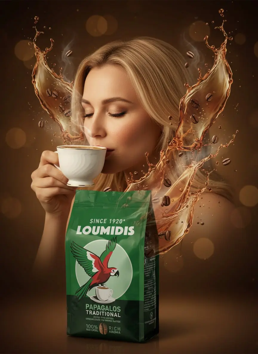 Карточка для растворимого кофе LOUMIDIS ☕️ Первое изображение, которое, вы видите на картинках к этому посту, это собственно референс заказчика. Однако, он не хотел,чтобы оформление было банальным | Сетка — социальная сеть от hh.ru