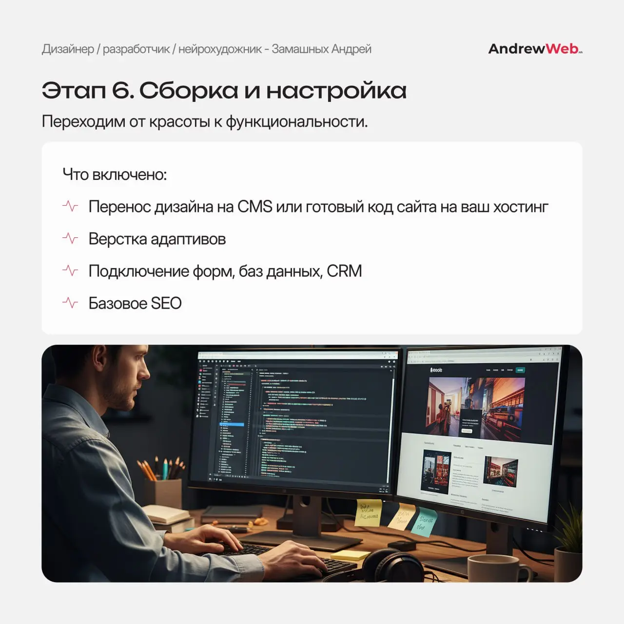 Как мы создаём сайты: просто, прозрачно и без хаоса 💡
Показали весь процесс — от заявки до запуска.
Без магии и тумана — только реальные шаги, с которыми вы будете на связи на каждом этапе | Сетка — социальная сеть от hh.ru
