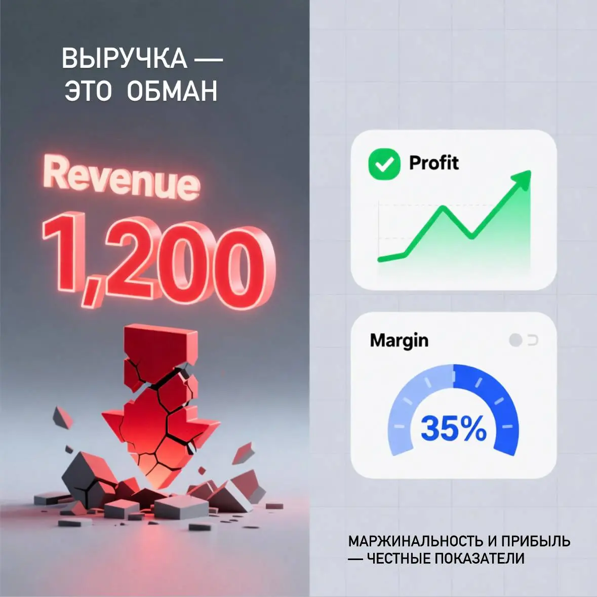 Выручка — это самый обманчивый показатель
Если вы смотрите только на выручку — вы вообще не управляете бизнесом | Сетка — социальная сеть от hh.ru
