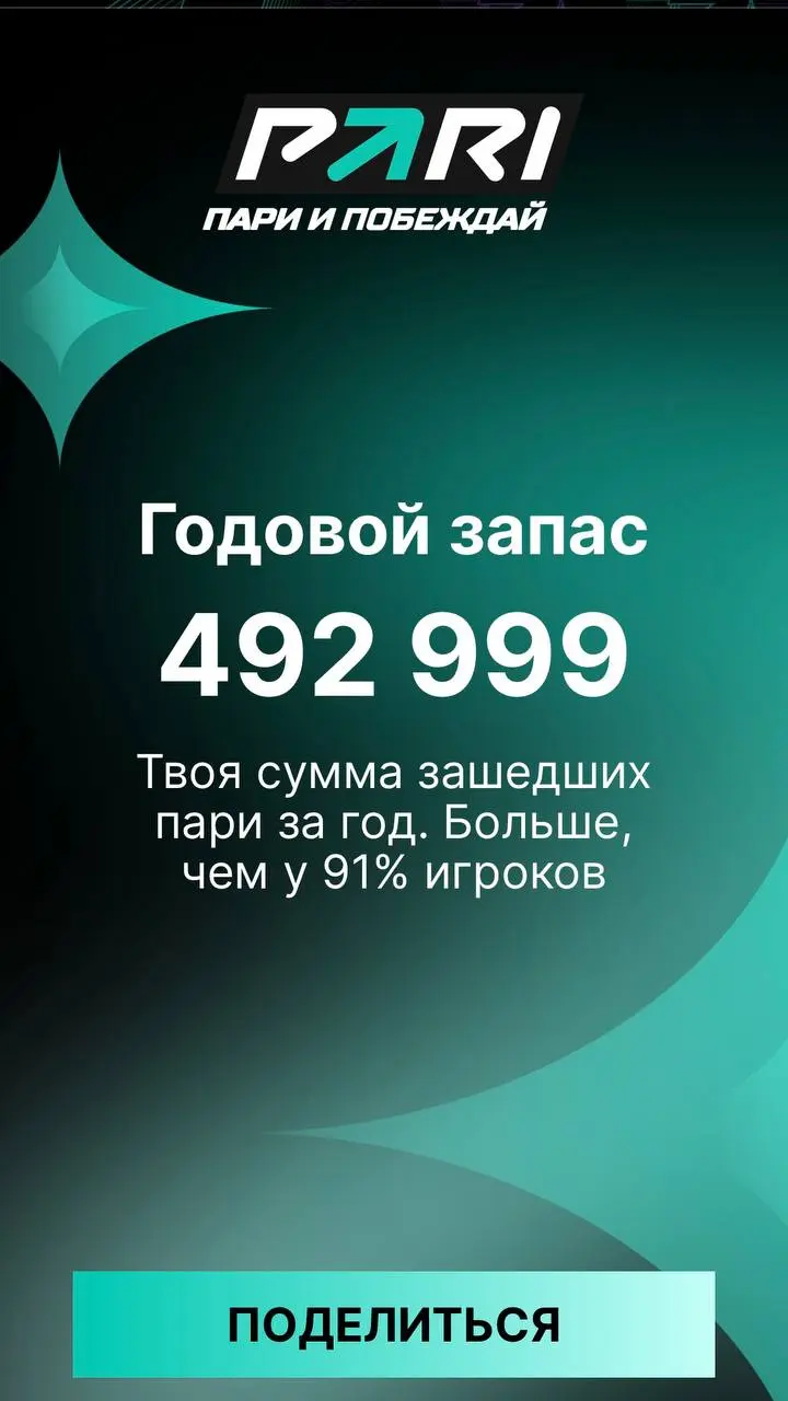 ⚡️ PARI выкатила итоги года для игроков! 
Доступ через баннер на главной | Сетка — социальная сеть от hh.ru