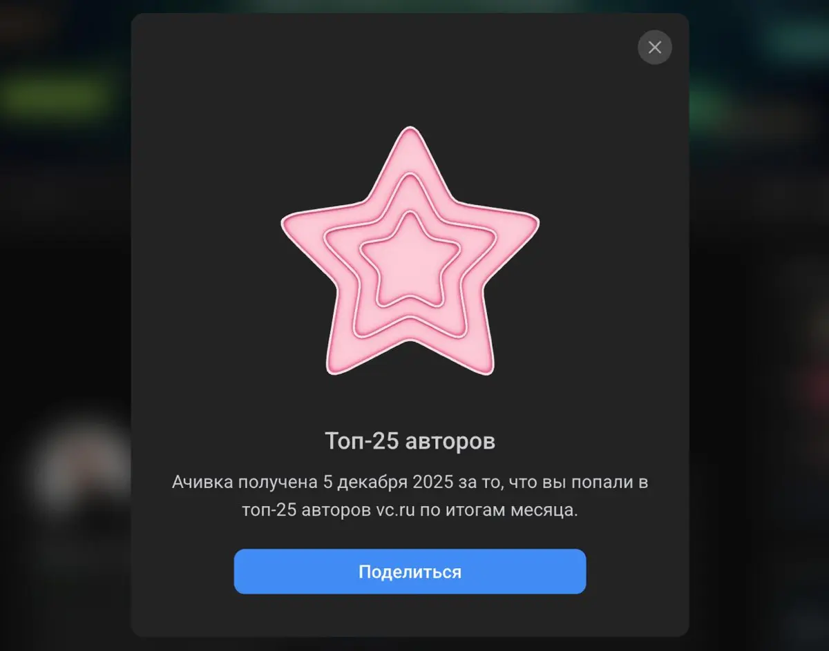 настоящий джентльмен никогда не будет кричать о своих успехах. поэтому шепотом только тебе на ушко: я вошел в топ-25 авторов на VC\ru | Сетка — социальная сеть от hh.ru