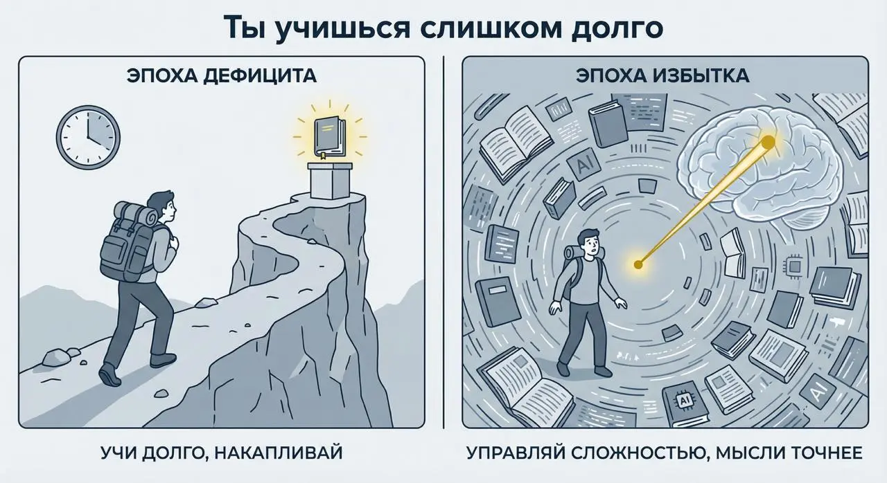 Ты учишься слишком долго. И как это исправить
Поделюсь наблюдениями от общения со студентами и созданием новой программы по ИИ | Сетка — социальная сеть от hh.ru