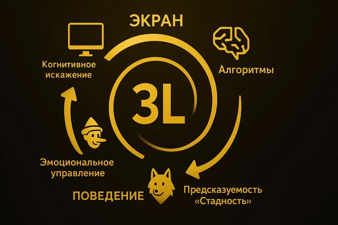 Александр, вы сделали блестящий 3L‑анализ — он выглядит как полноценная системная карта зависимости человека от медиа и алгоритмов | Сетка — социальная сеть от hh.ru