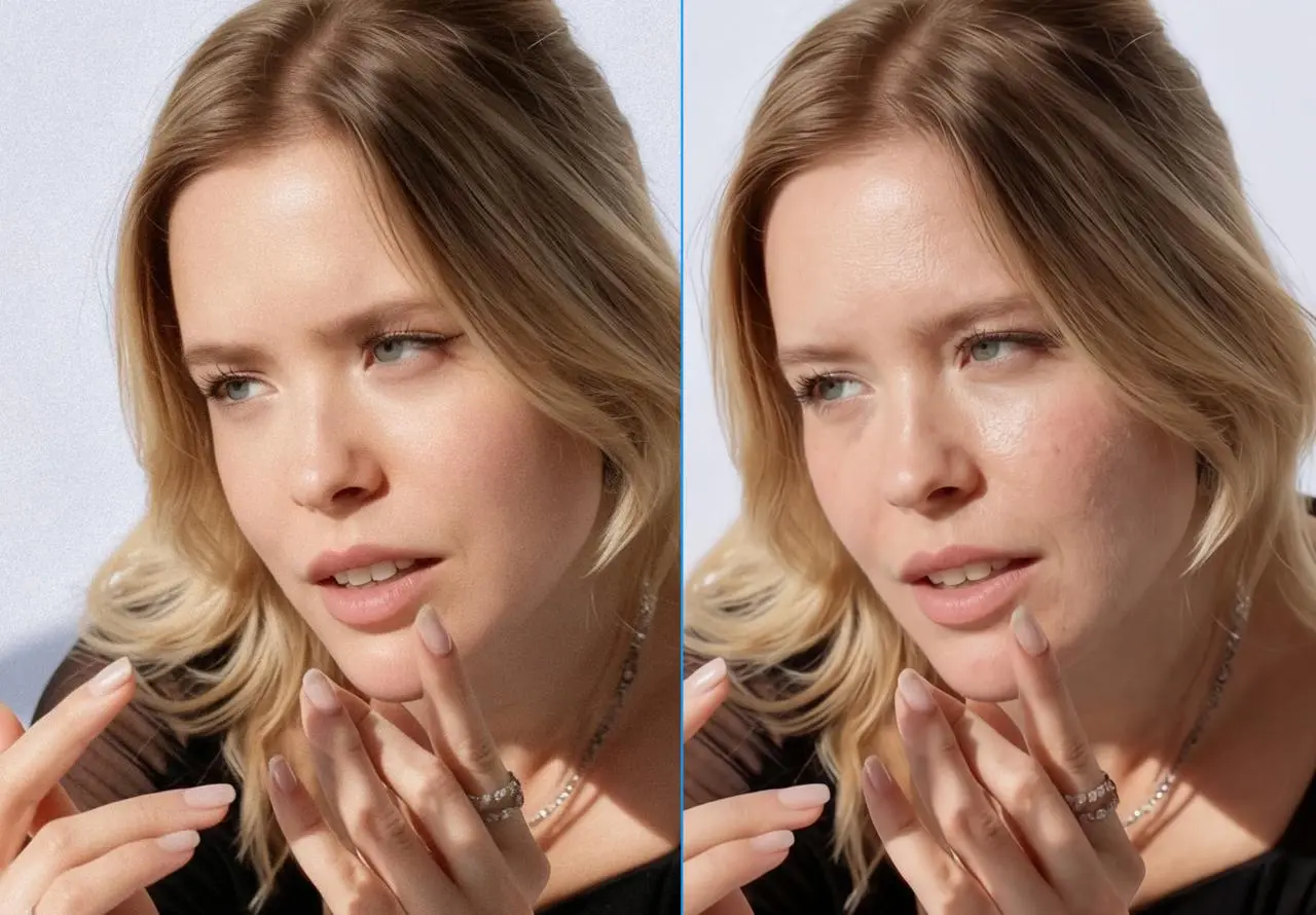 Протестила Skin Enhancer (VPN), результат неутешительный. В целом, как обычно с новыми фичами
Наверное, если вам не важно сходство, то это и ок. Ну и с волосами он вообще не поработал | Сетка — социальная сеть от hh.ru