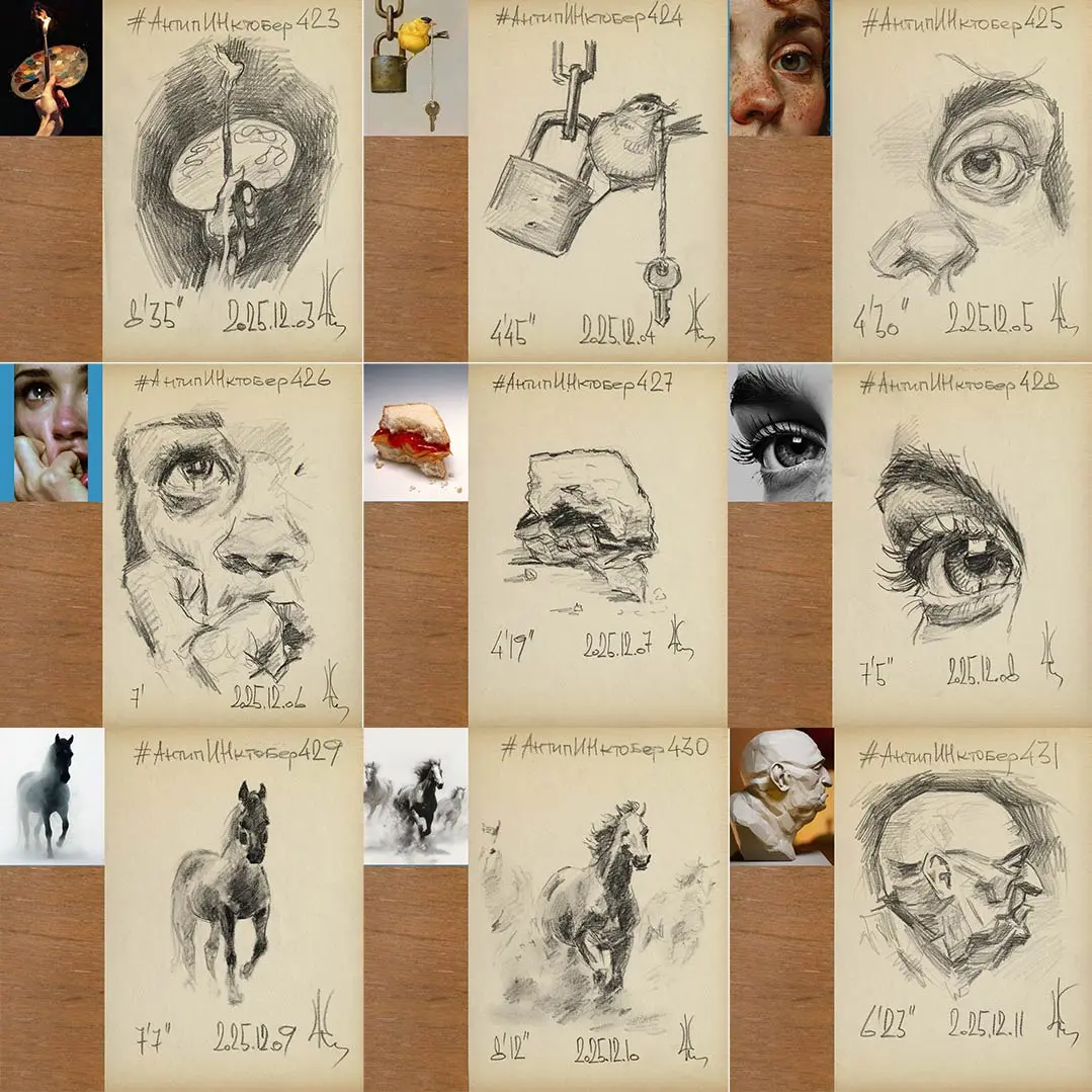 Очередная партия ежедневных набросков из марафона набросков #АнтипИНктобер у Антипин Виталий (vk.com/club211744454) - школа рисования
.
#oldernewpencil #ondailyart | Сетка — социальная сеть от hh.ru