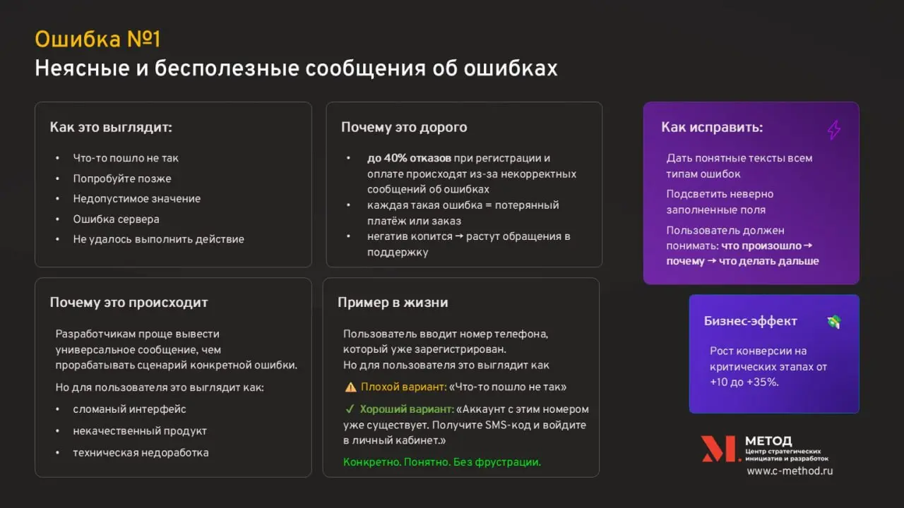 5 самых дорогих ошибок в интерфейсе, за которые бизнес платит каждый день
В любом цифровом продукте есть десятки проблем, но только небольшая группа ошибок оказывает катастрофическое влияние на бизнес | Сетка — социальная сеть от hh.ru