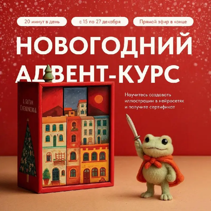 ✨Хотим поделиться классной находкой перед Новым годом ✨
Наш партнер Михаил Кузнецов запускает новогодний адвент-курс по иллюстрациям в нейросетях | Сетка — социальная сеть от hh.ru