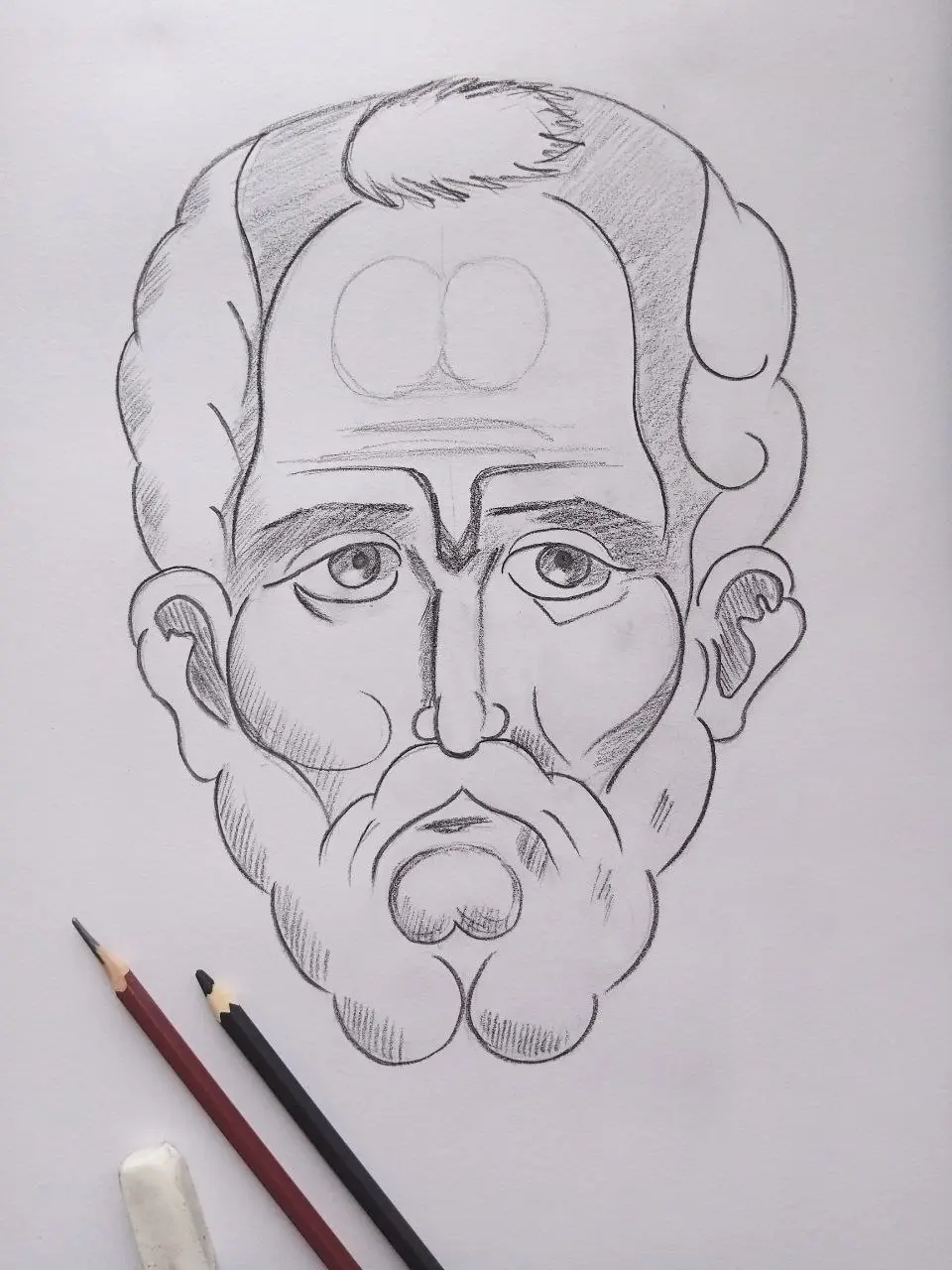 ❤️ Сегодняшнее утро началось для меня с творческого вдохновения — я увидела на Pinterest графический рисунок Николая Чудотворца, выполненный чёрным графитным карандашом | Сетка — социальная сеть от hh.ru