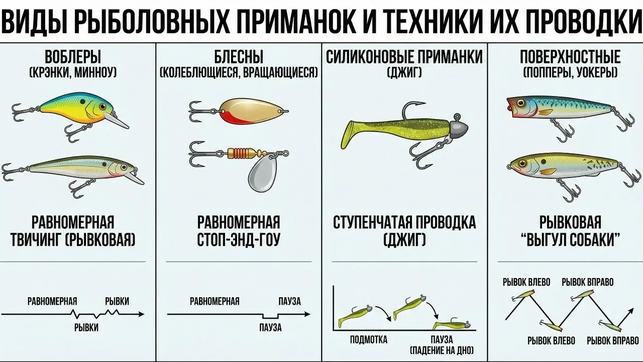 Какие бывают приманки и как правильно делать проводку?
Разные приманки работают только при «правильной» подаче | Сетка — социальная сеть от hh.ru