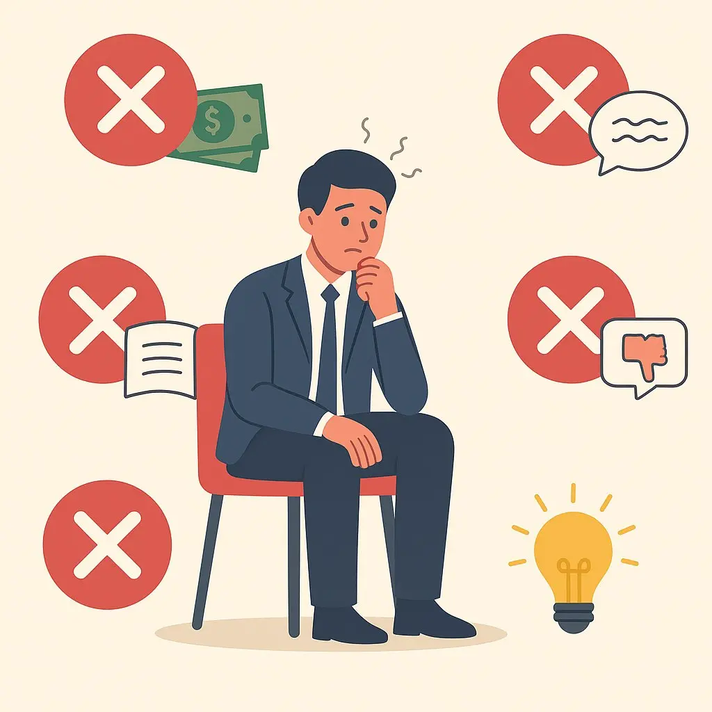 🔝 ТОП-5 самых частых ошибок на собеседовании
Я опросил 124 рекрутера и руководителя. Они провели 7246 собеседований за год и рассказали мне об ошибках соискателей на собеседованиях | Сетка — социальная сеть от hh.ru