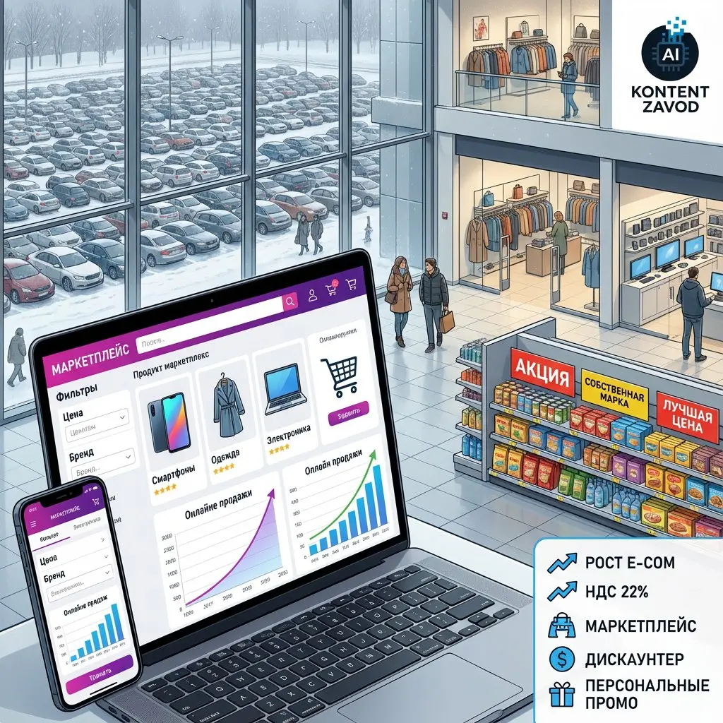 Всем e-com!
Отчёт: INFOLine
📊 Факты
- Рост РТО в октябре 2025: всего +4,8%, Food всего +2,8%, Non-Food +6,8%.
- НДС поднимут до 22% с 01.01.2026, маркетплейсы растут до +39,7% г/г | Сетка — социальная сеть от hh.ru